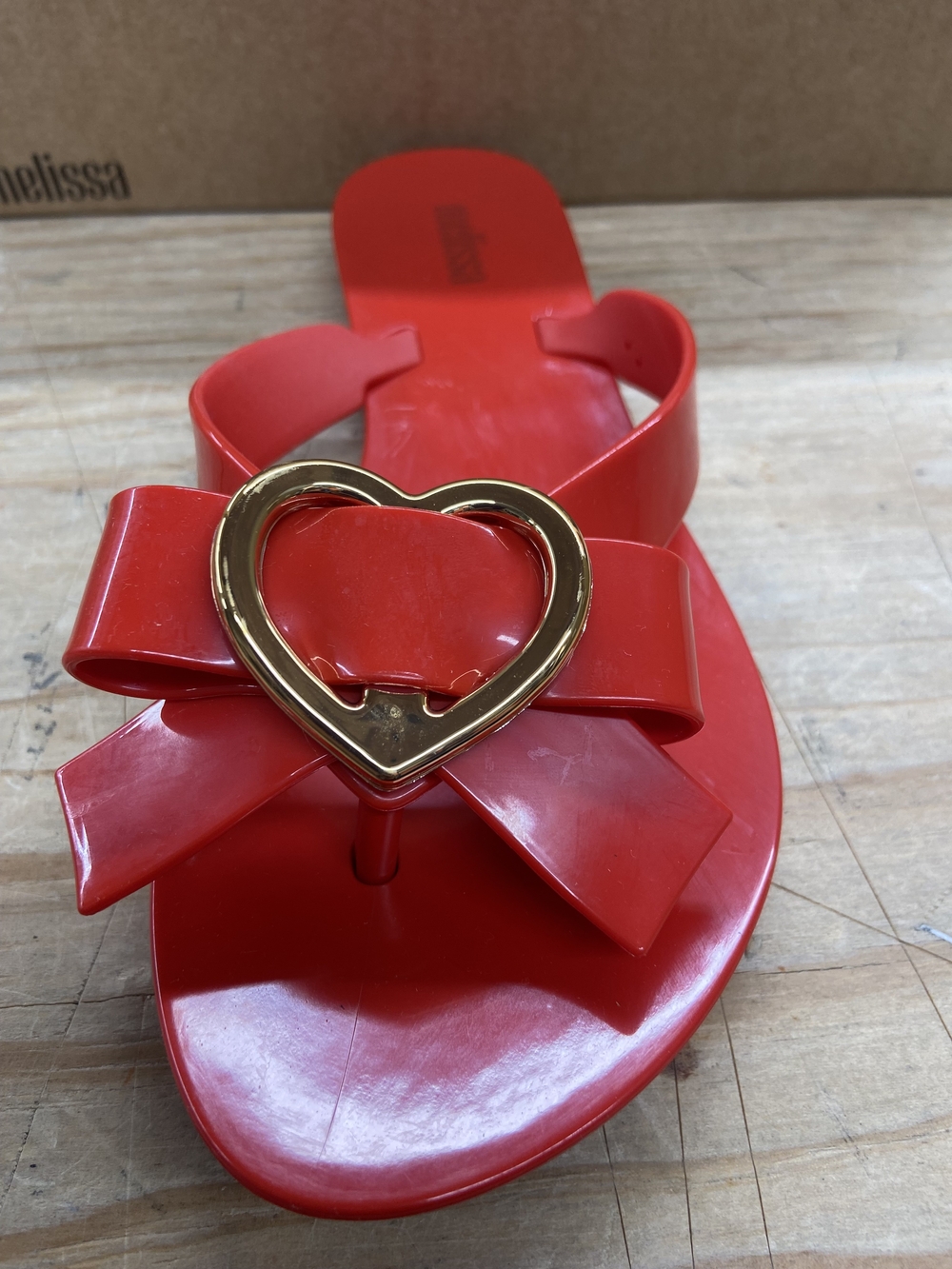 Melissa Size 5 Red Heart Bow Jelly Thong Sandal